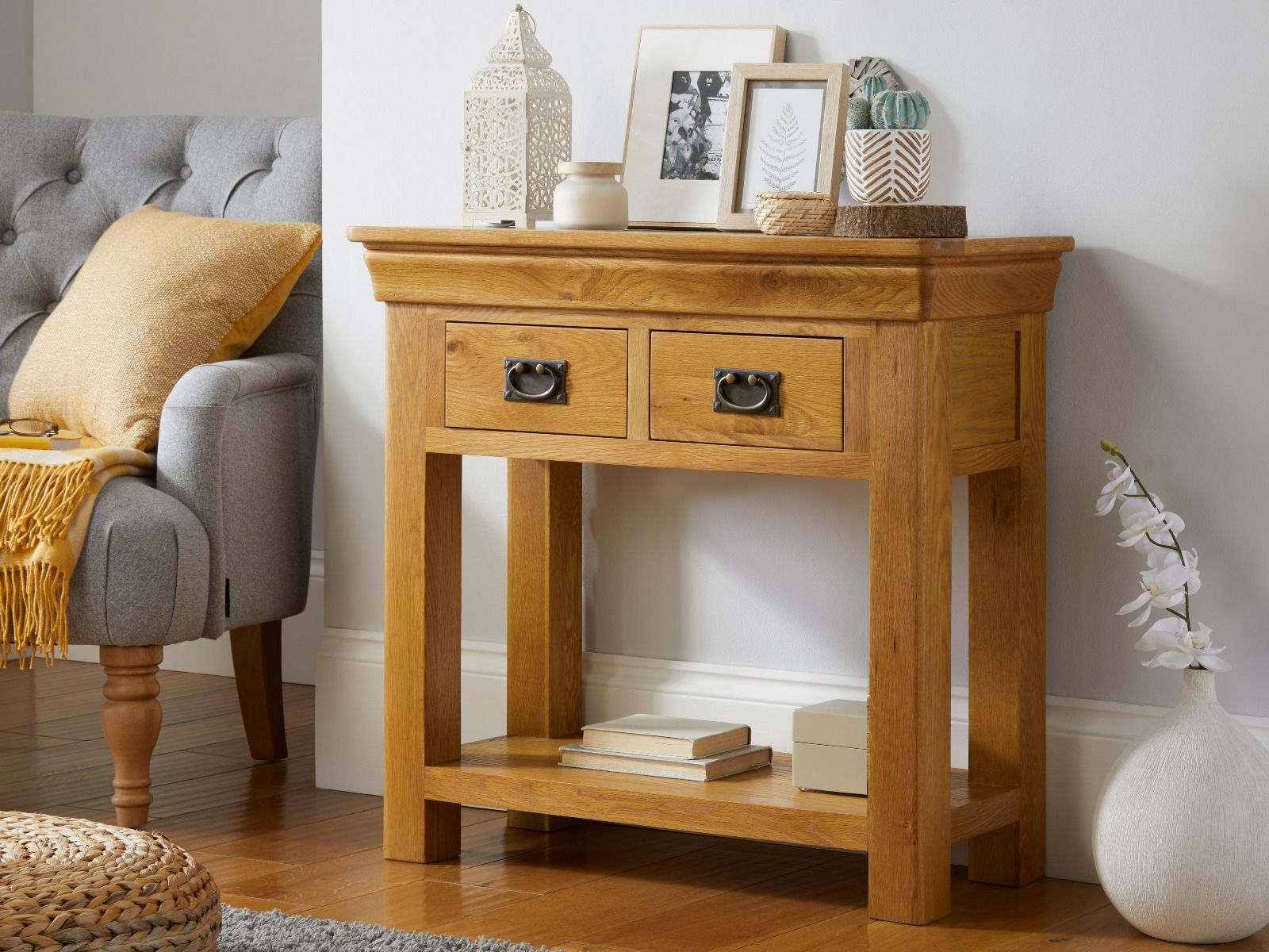 Farmhouse Oak 2 Drawer Console Table - Spring sale