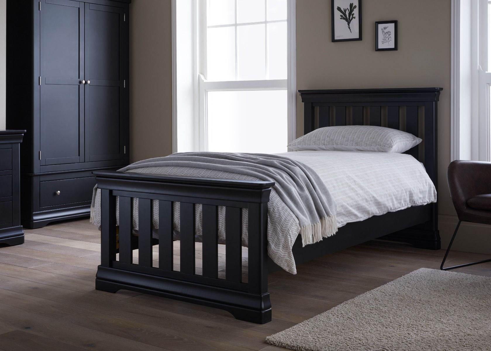 Toulouse Black Painted 3 Foot Slatted Single Bed - Spring sale
