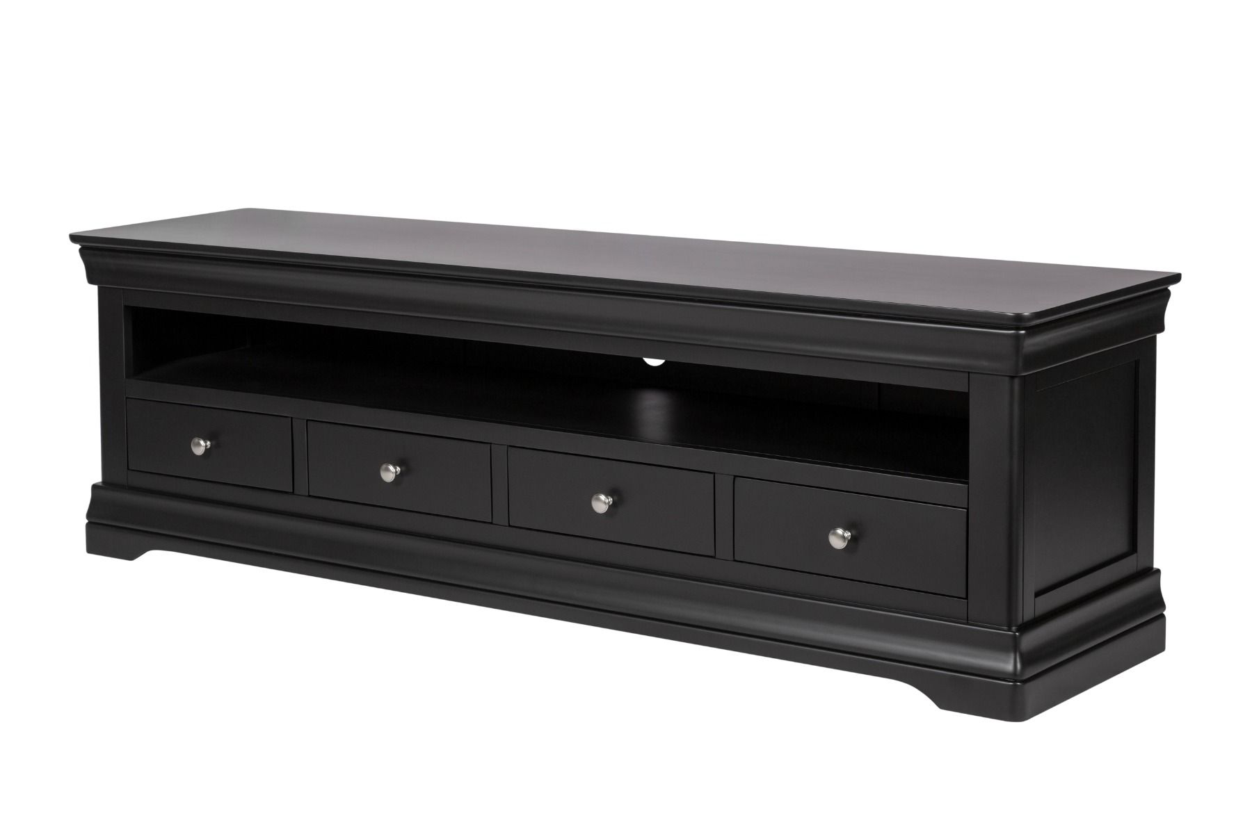 Toulouse Black Painted Grande 1.8m Large Assembled TV Unit With 4 Drawers - Spring sale