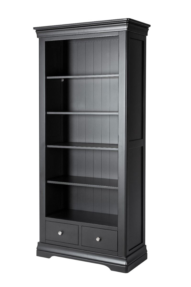 Toulouse Black Painted Tall Bookcase 2 Drawers - Spring sale