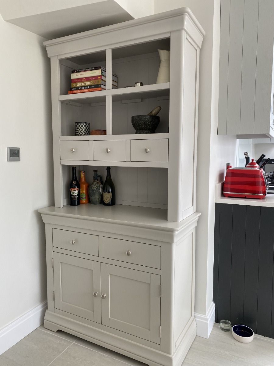 Toulouse Grey Painted 100cm Buffet and Hutch Dresser Display Unit