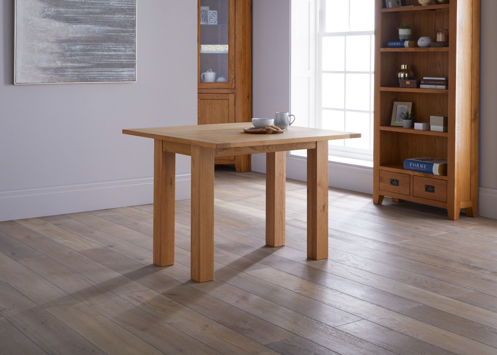 Lichfield Flip Top Square Oak Dining Table 100cm x 50cm - Spring sale