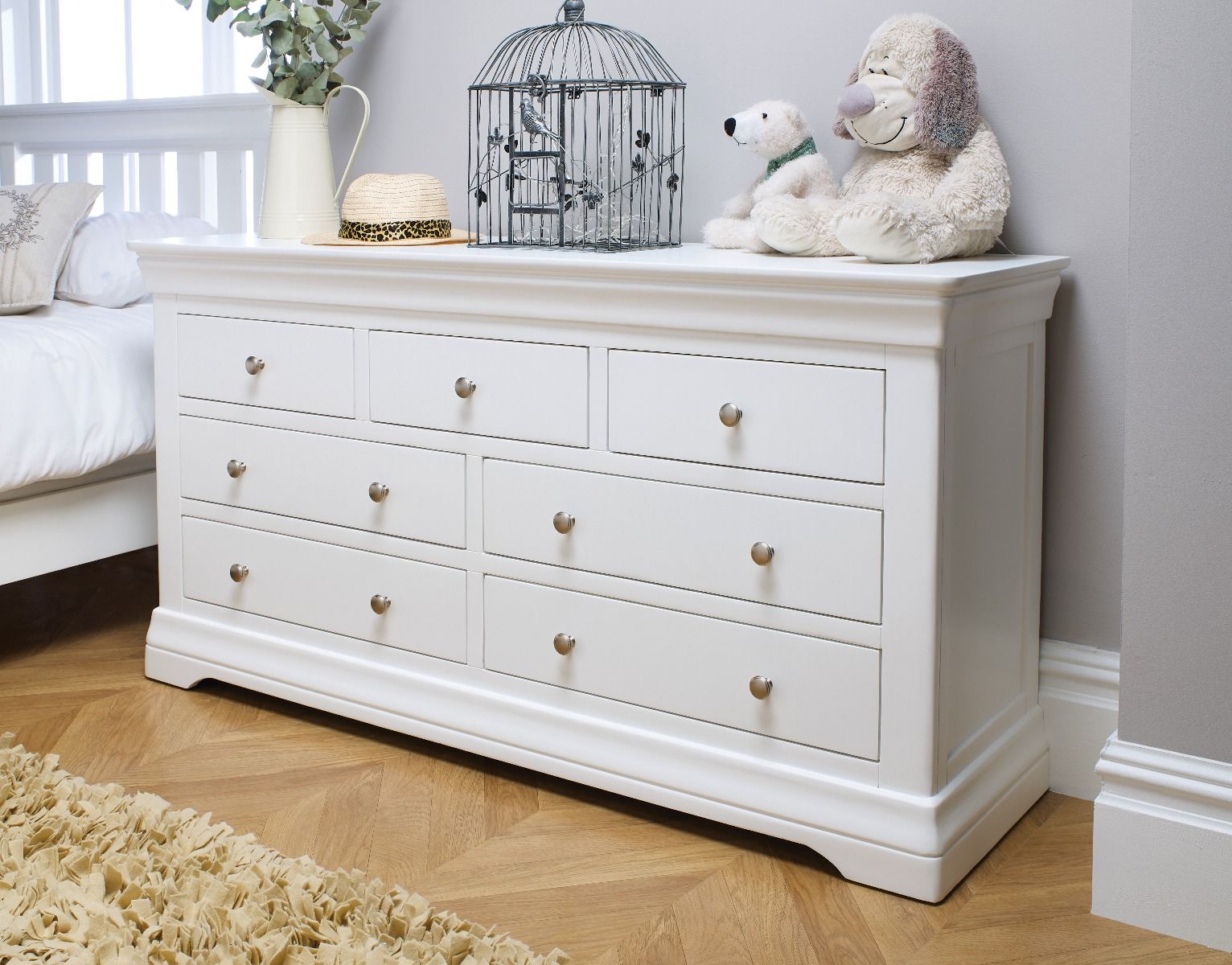 30% Saving - Toulouse White Painted Large 3 Over 4 Assembled Chest of Drawers - Spring sale