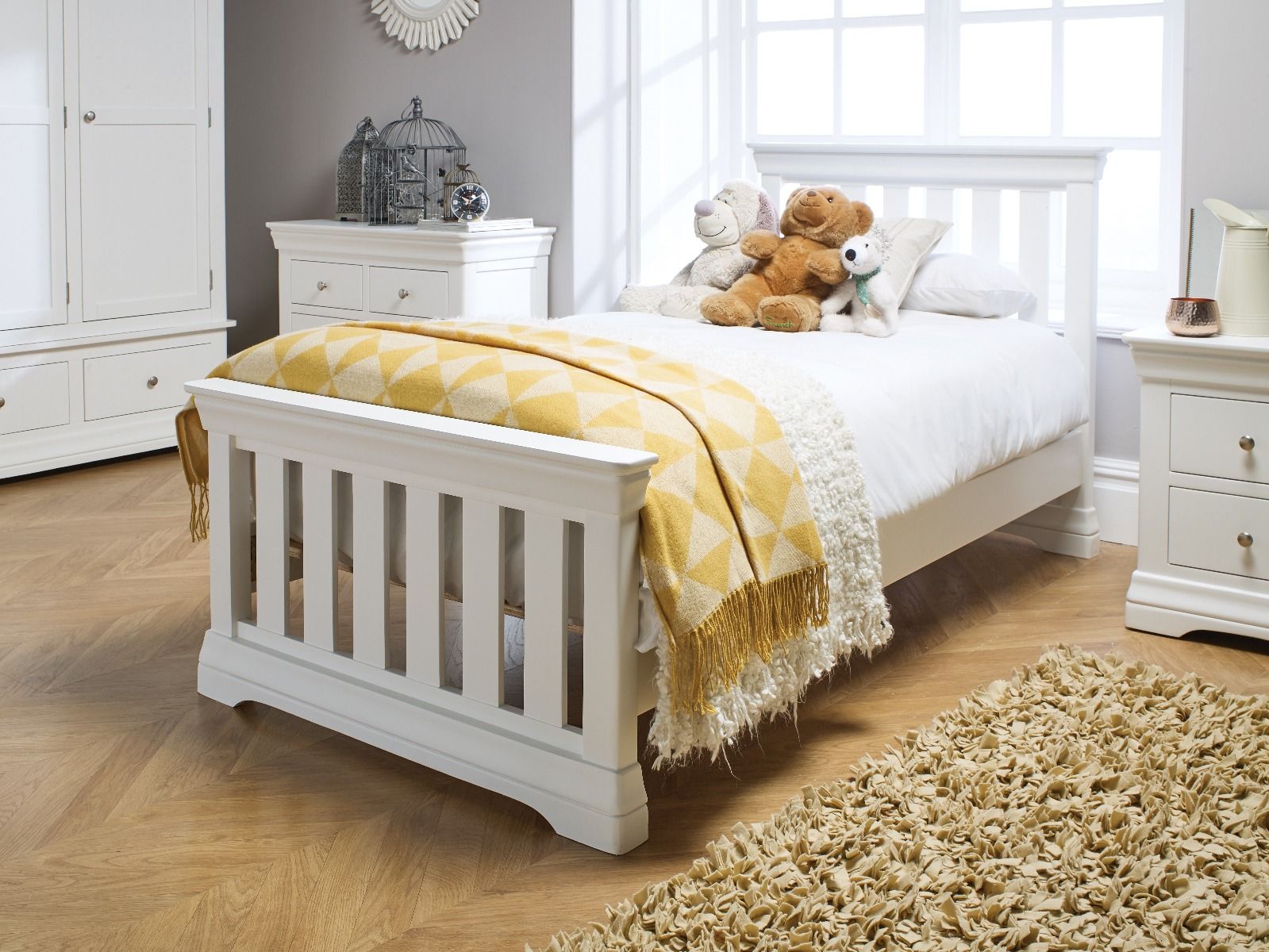 Toulouse White Painted 3 Foot Slatted Single Bed - Spring sale