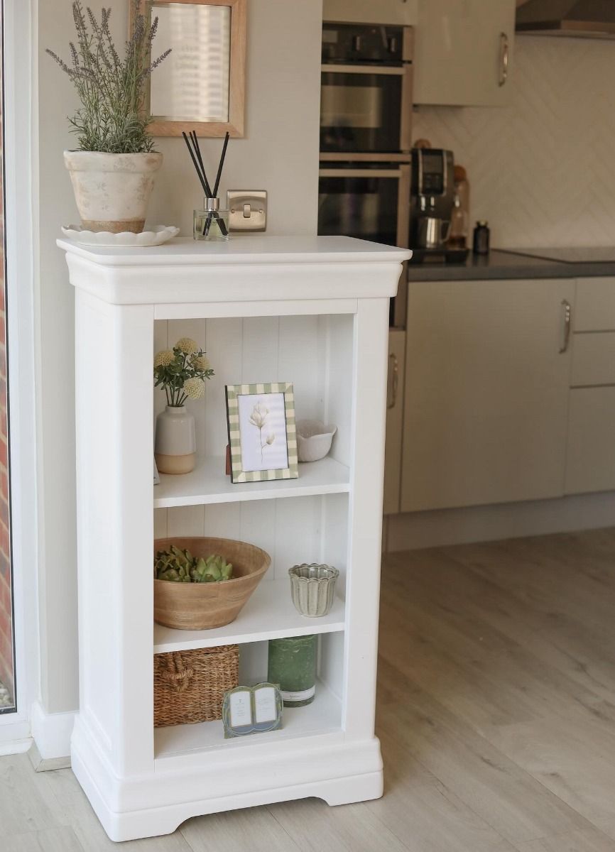 Toulouse White Painted Small Narrow Bookcase - Spring sale