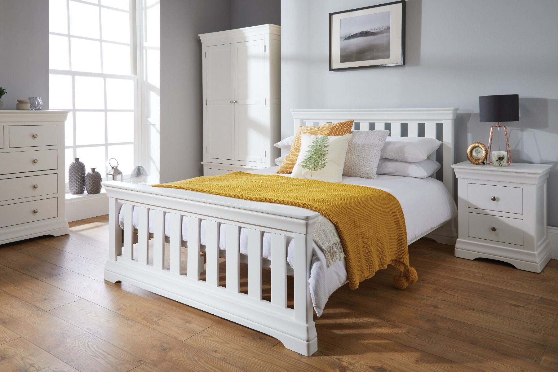 Toulouse White Painted 6 Foot Super King Size Slatted Bed - Spring sale