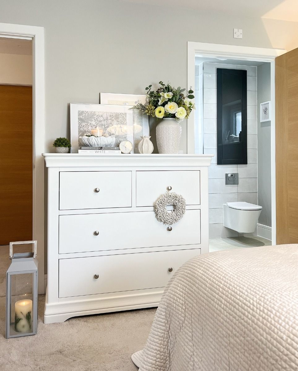 Toulouse White Painted Large Grande 2 Over 2 Chest Drawers Fully Assembled - Spring sale