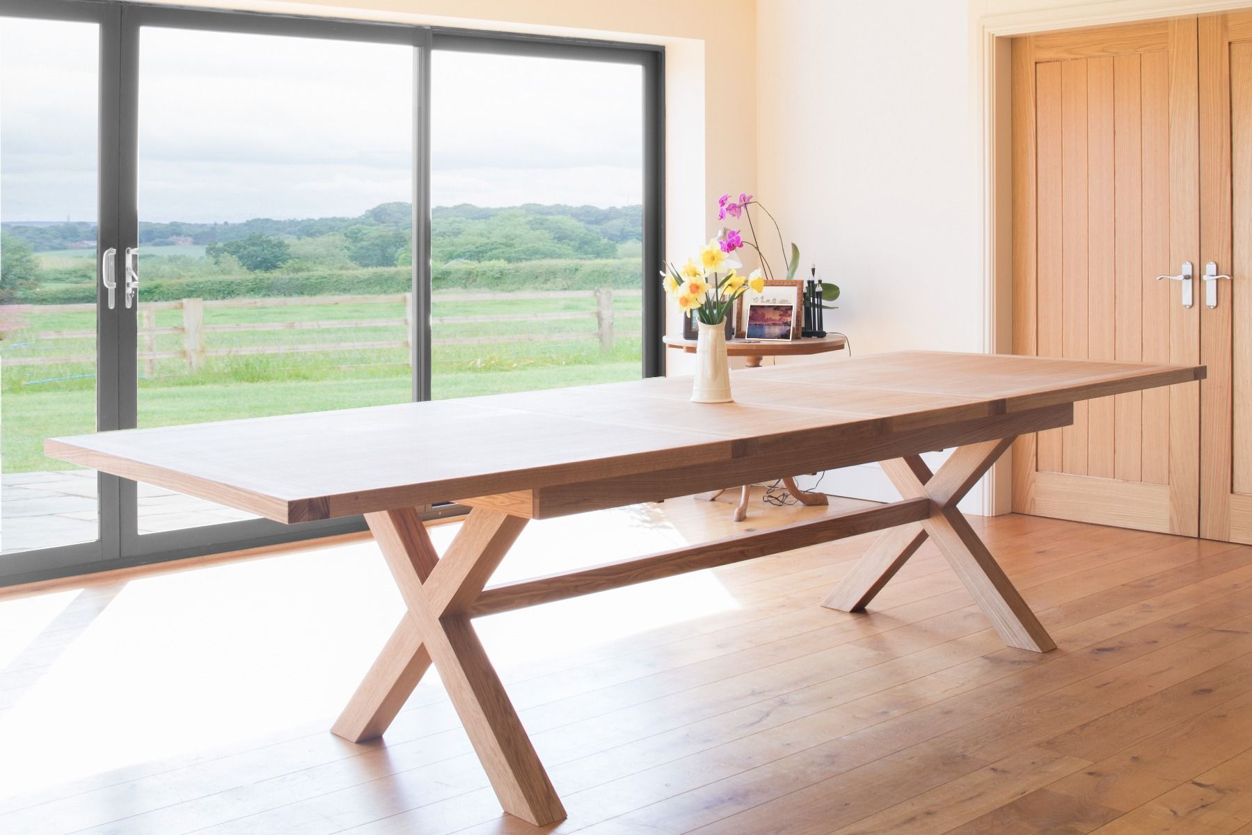 Provence 3.4m Large Double Extending X Leg Dining Table - Spring sale