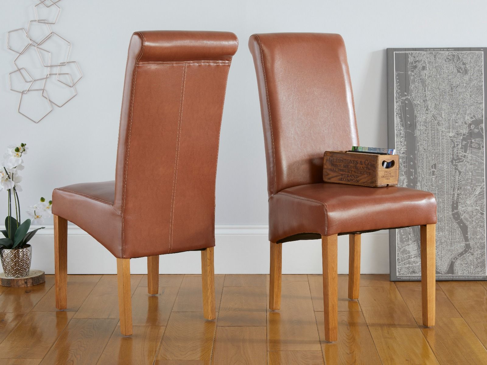 Tuscan Mocha Brown Leather Dining Chair - Spring sale
