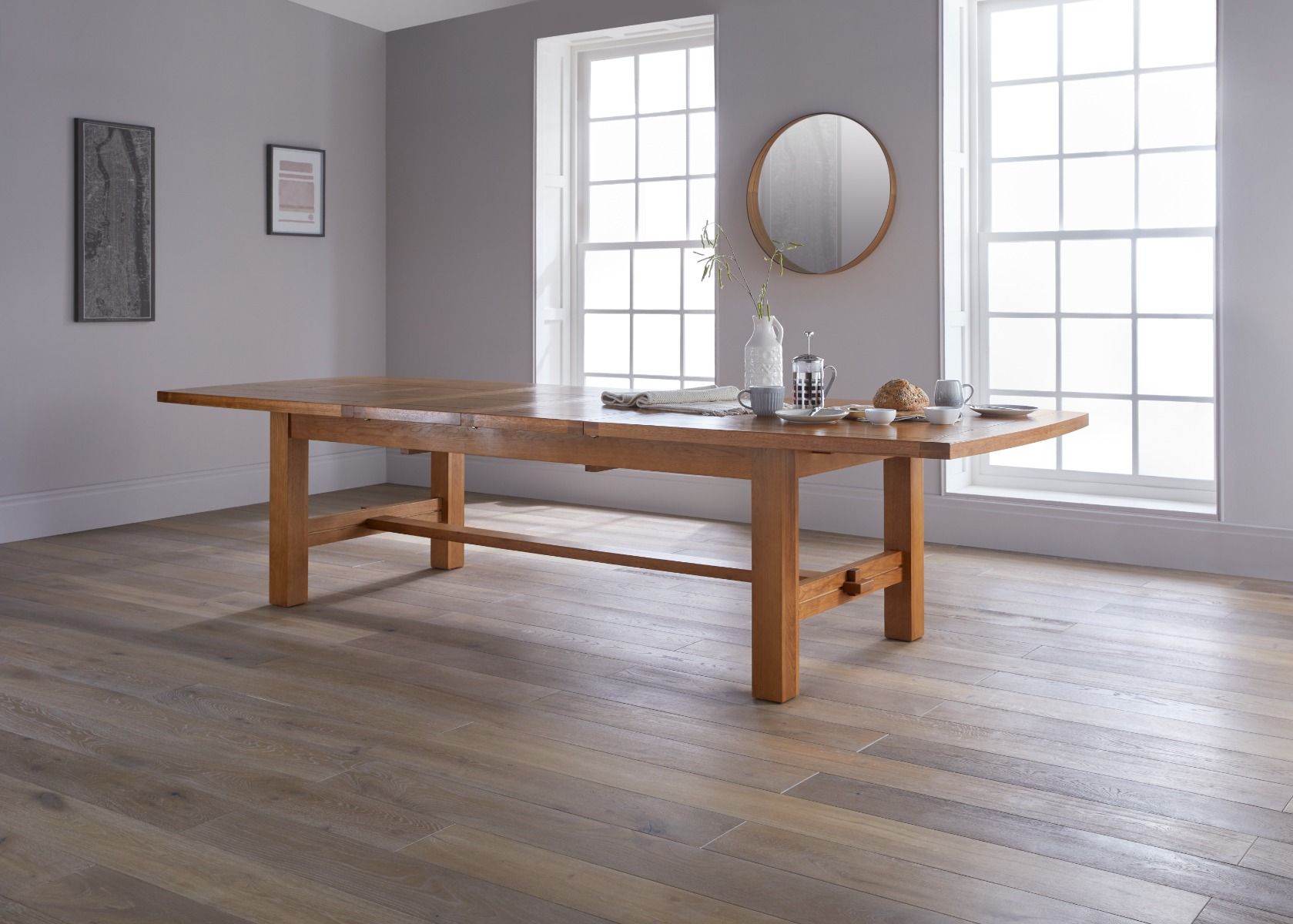 Chateaux 3.4m Large Solid Oak Extending Dining Table - Spring sale