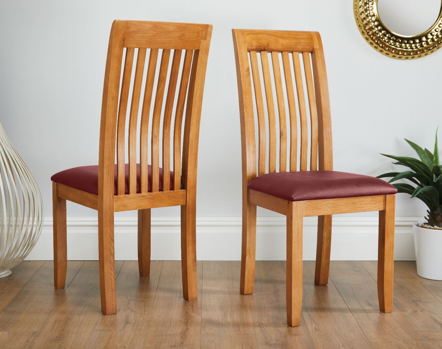 Westfield Solid Oak Chair Red Leather - Spring sale