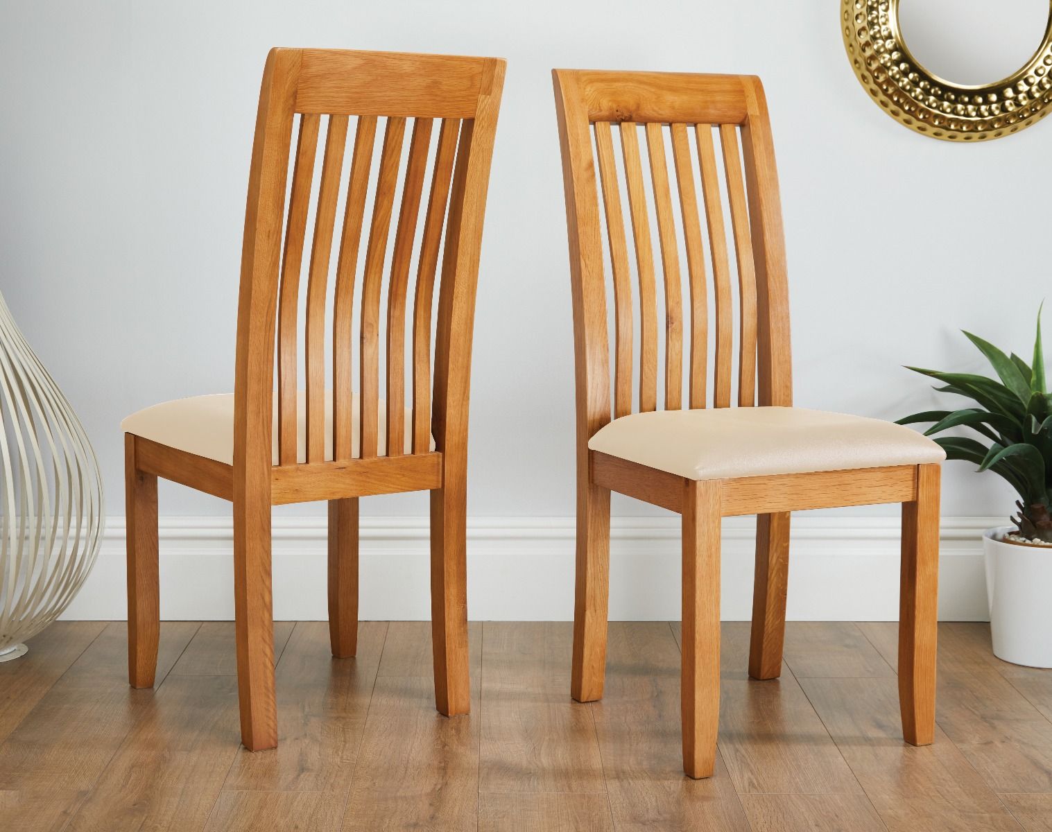 Westfield Solid Oak Chair Cream Leather - Spring sale