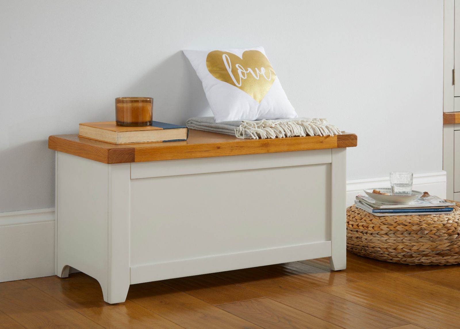 Painted oak blanket boxes store