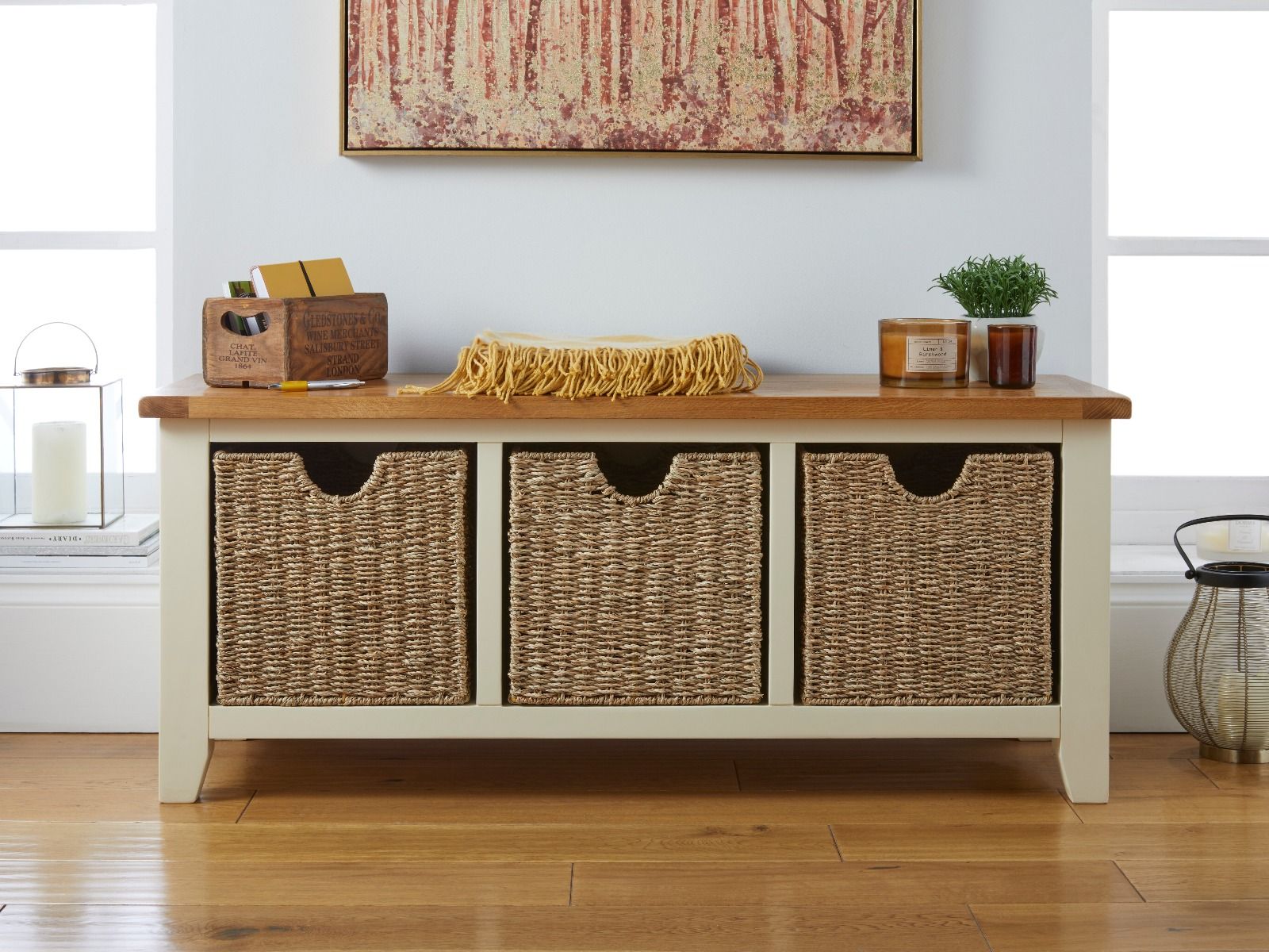 Shoe storage bench hot sale with baskets