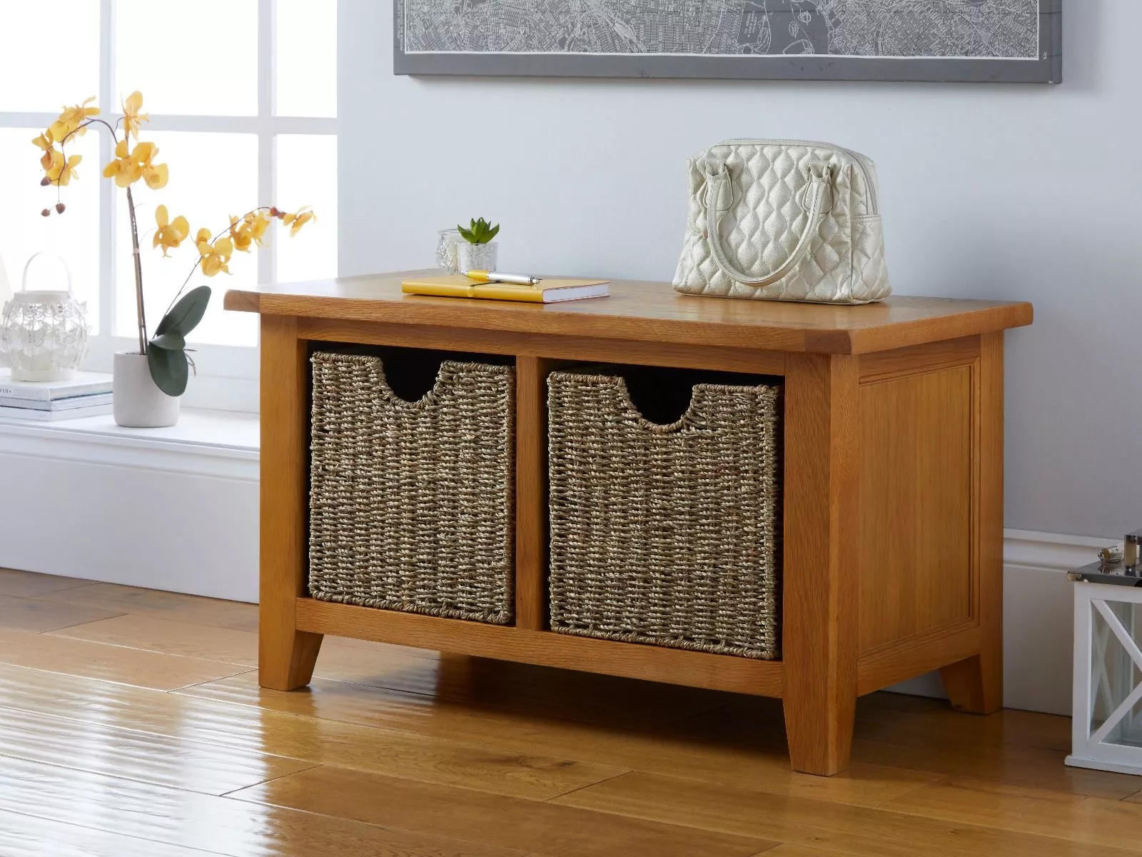 Hallway shoe storage oak discount