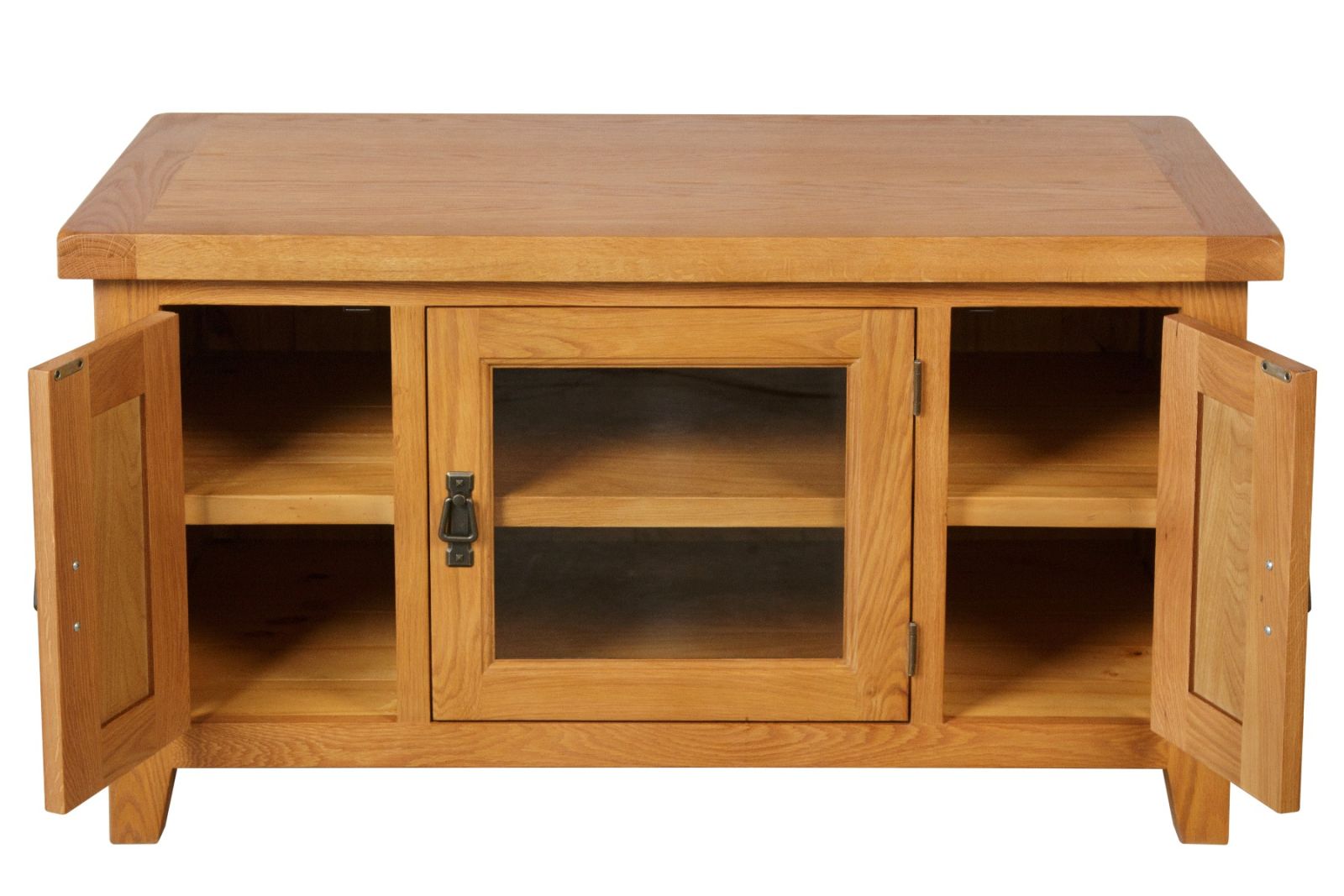 Oak tv unit discount with glass doors