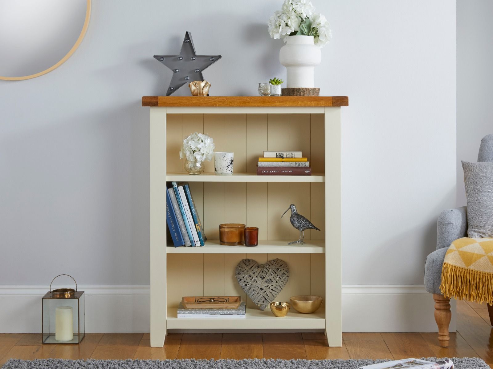 Narrow sales cream bookcase