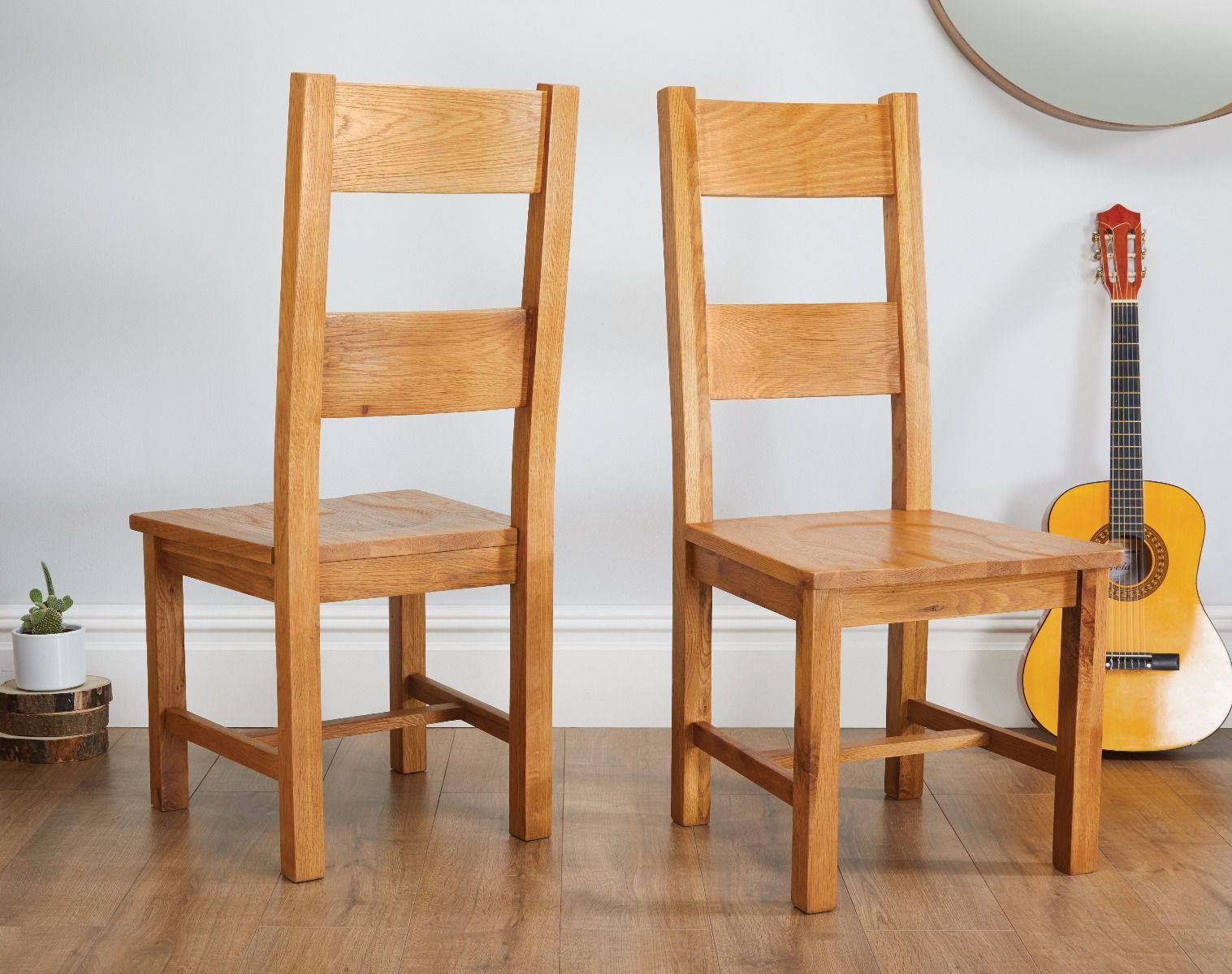 Chester Country Oak Ladder Back Timber Seat Oak Dining Chair - 10% OFF CODE SAVE
