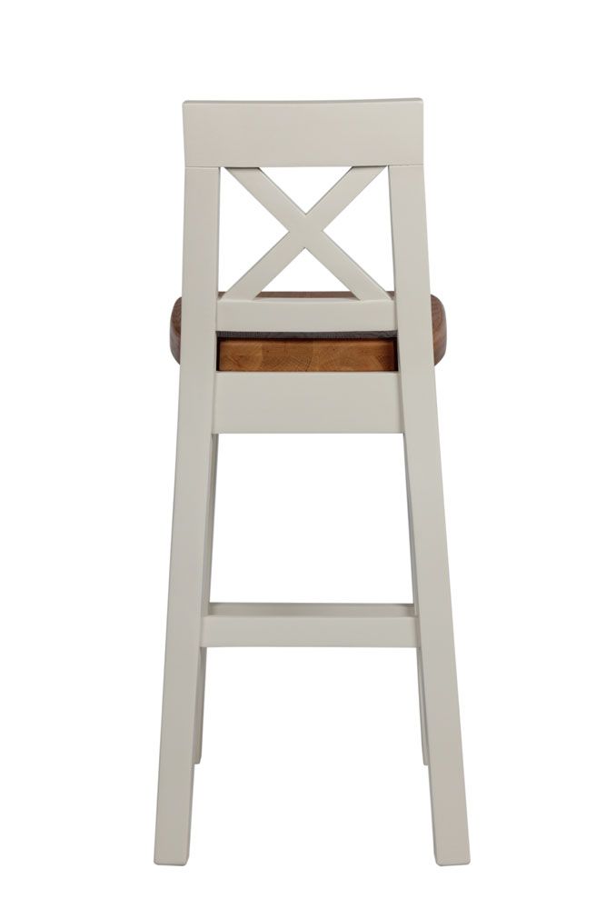 Billy Cross Back Grey Painted Bar Stool With Solid Oak Seat 10 OFF CODE SAVE