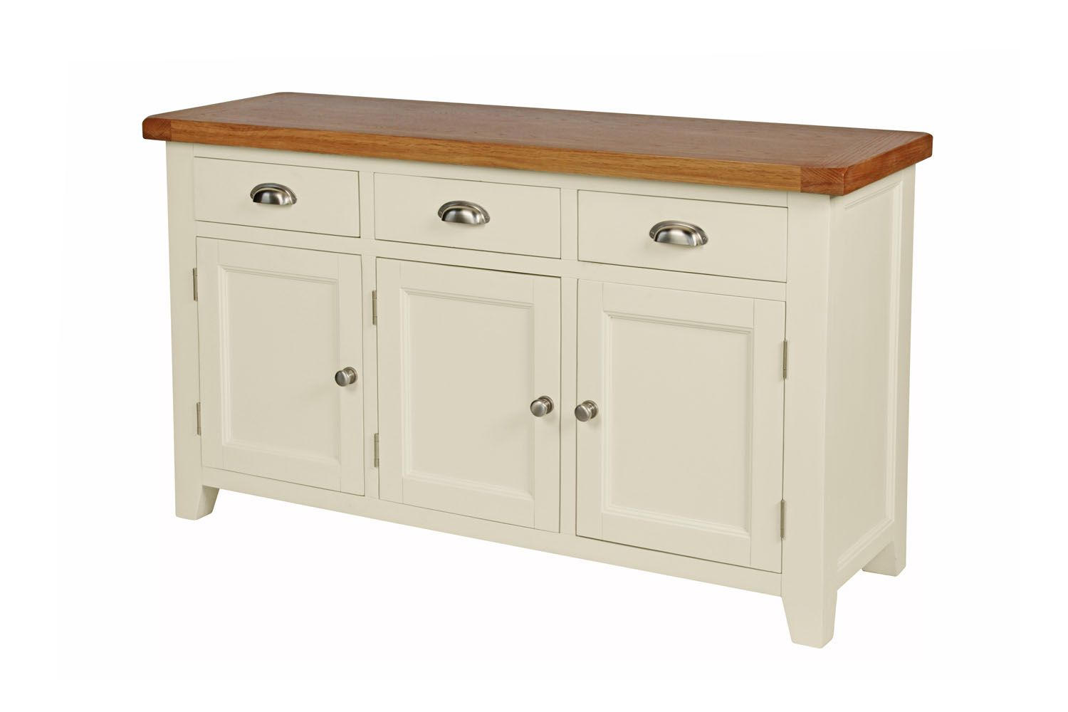 Country Cottage 140cm Cream Painted Large Oak Sideboard