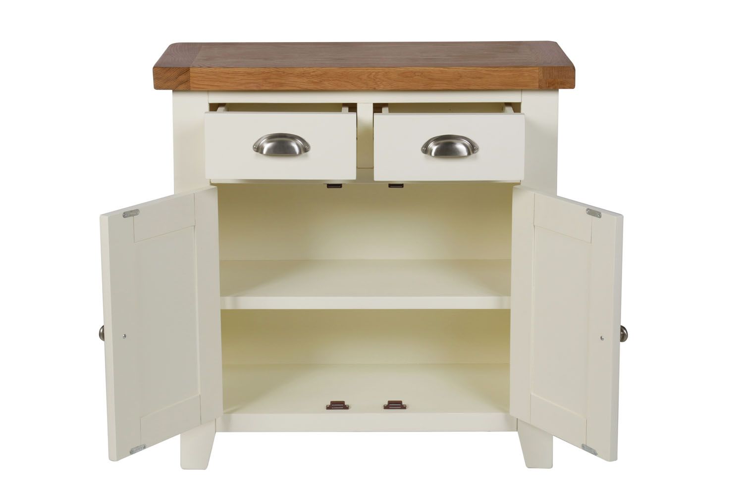 Country Cottage 80cm Cream Painted Assembled Small Oak Sideboard 10 OFF CODE SAVE