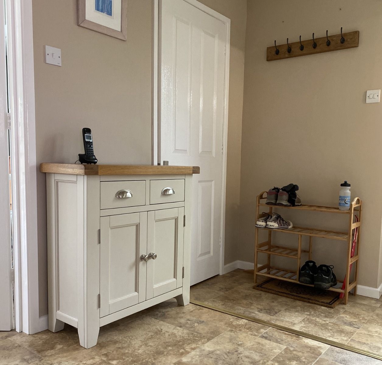 Grey painted sideboard with oak top cheap