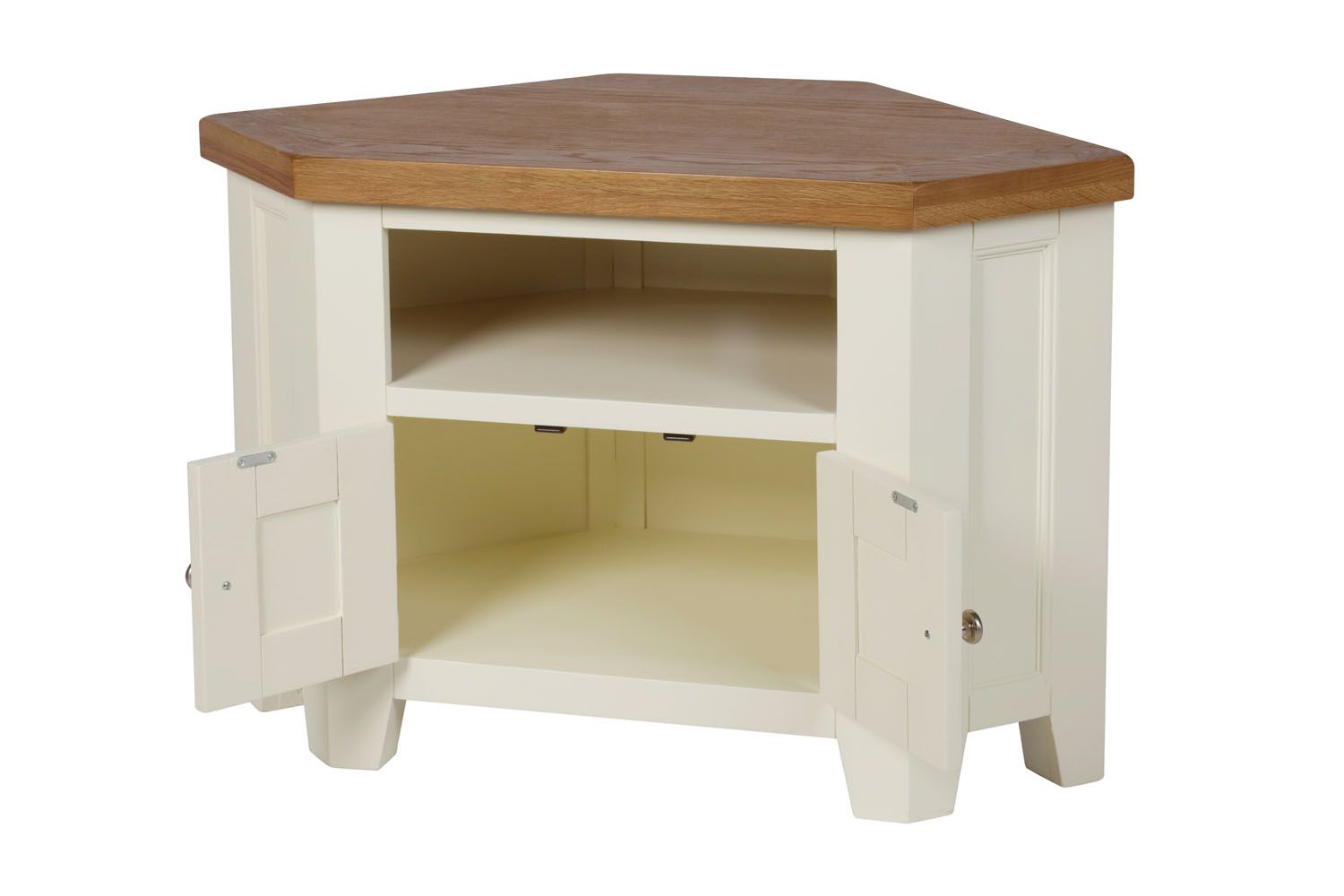 Country Oak Cream Painted 2 Door Corner TV Unit
