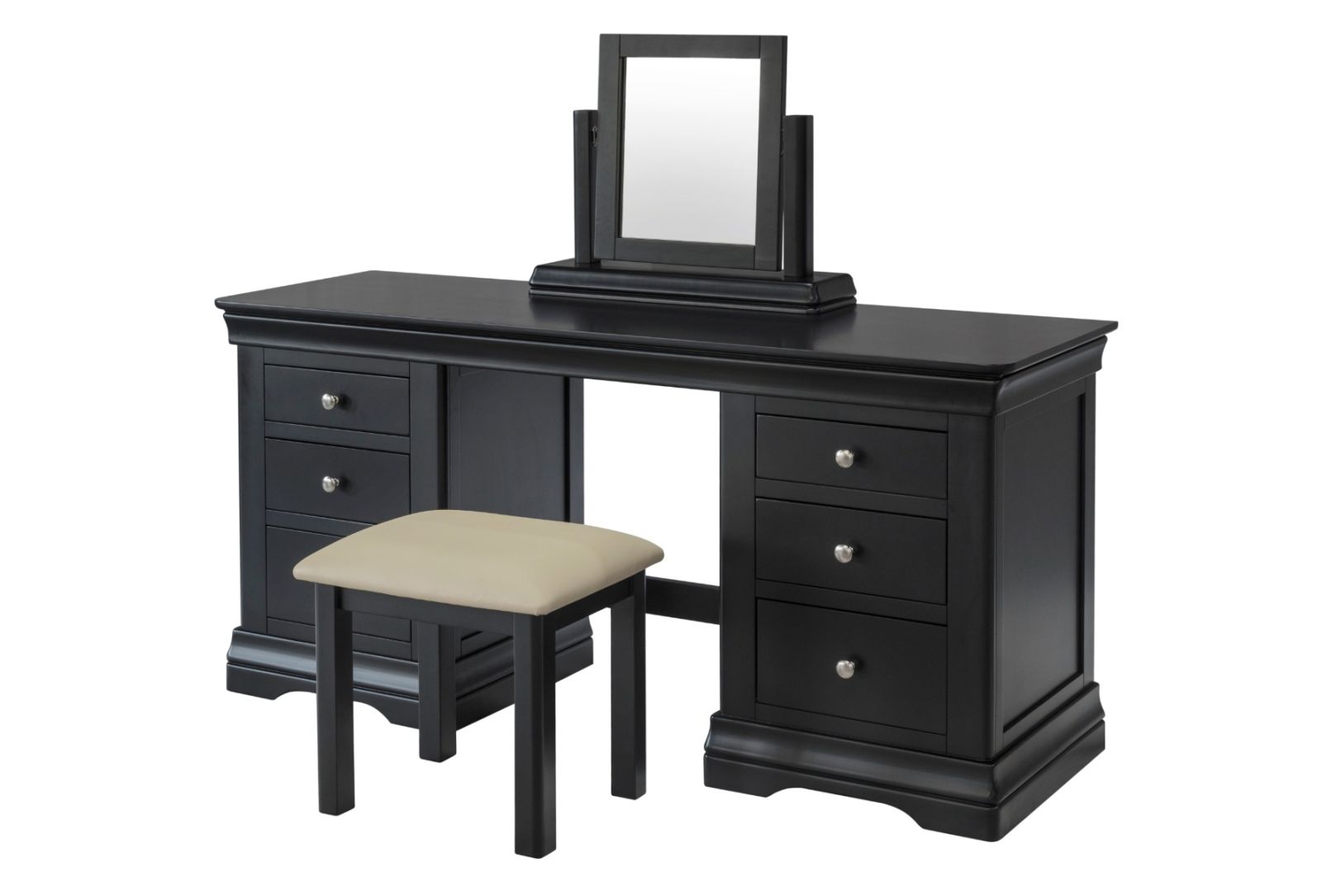 Toulouse Black Painted Double Pedestal Large Dressing Table 10 OFF WINTER SALE