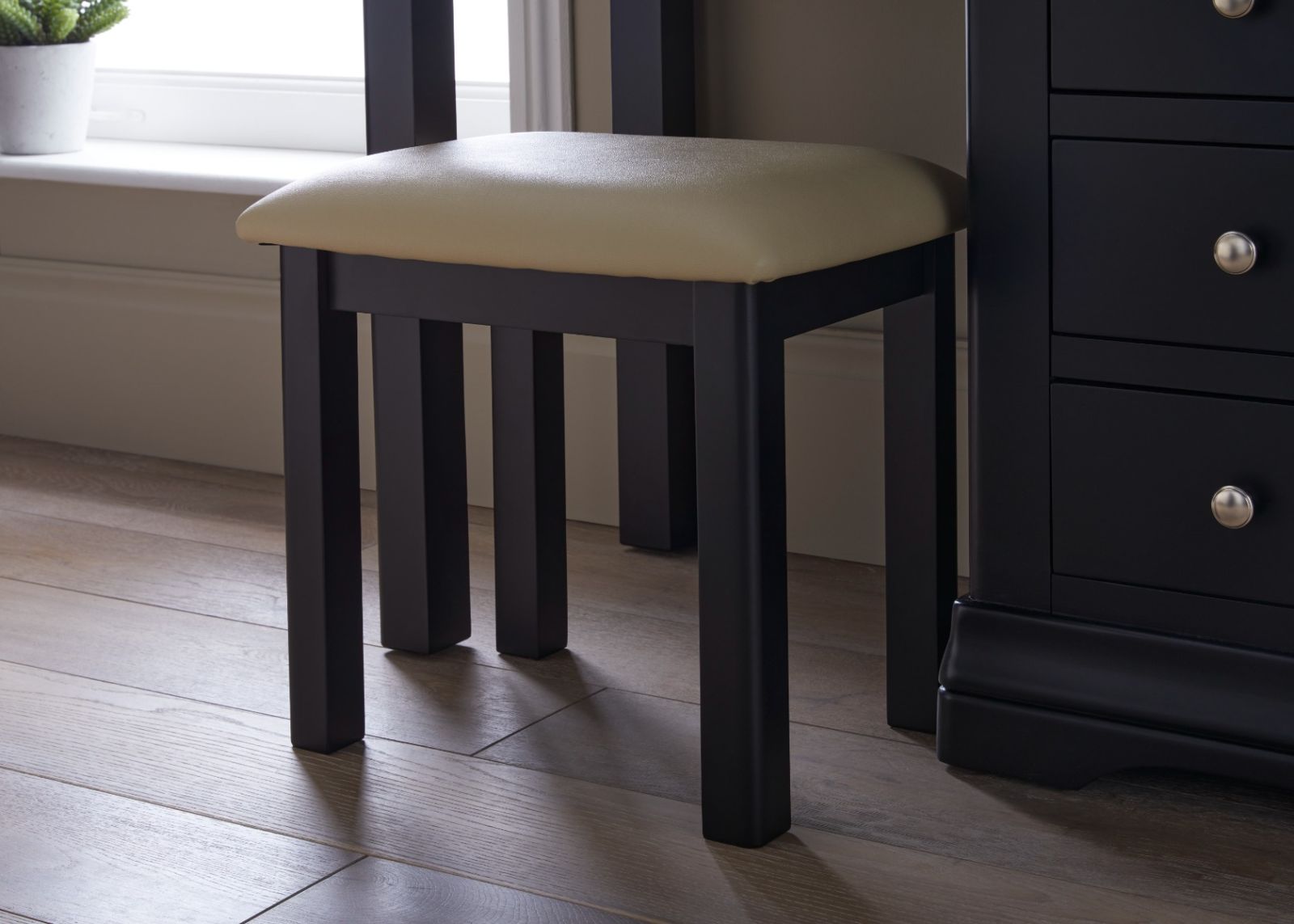 Toulouse Black Painted Dressing Table Stool AUTUMN MEGA DEAL