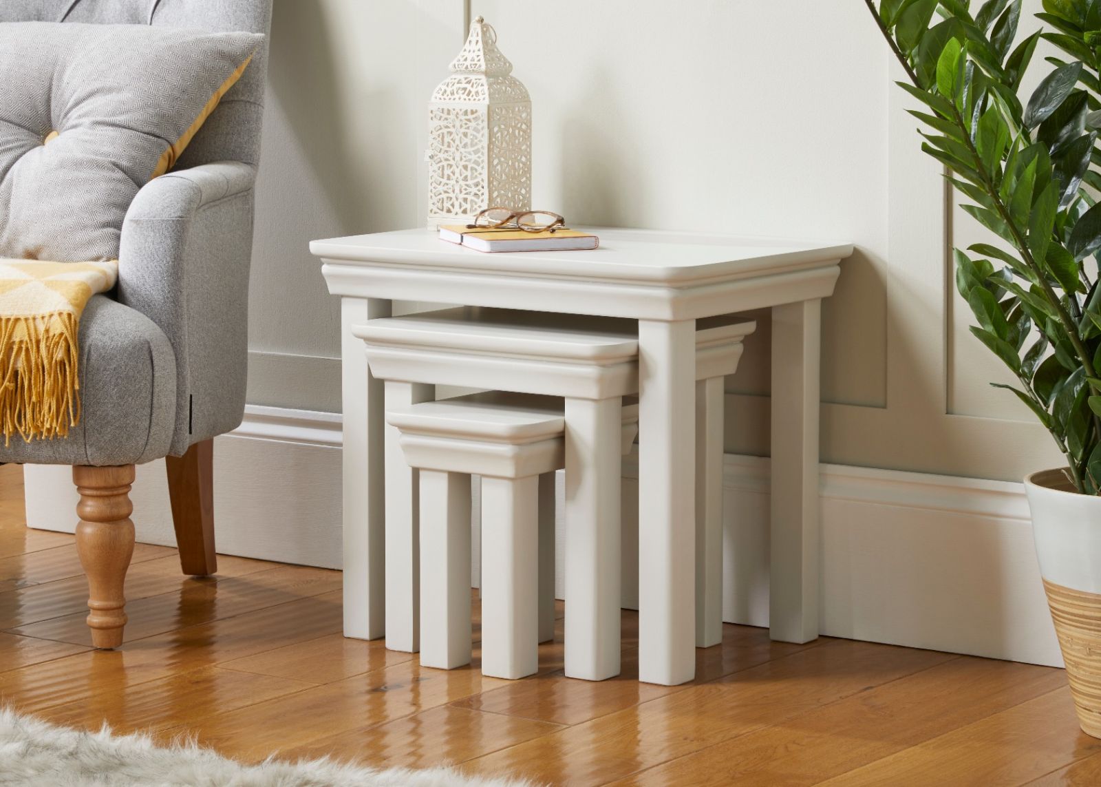 Grey painted shop nest of tables