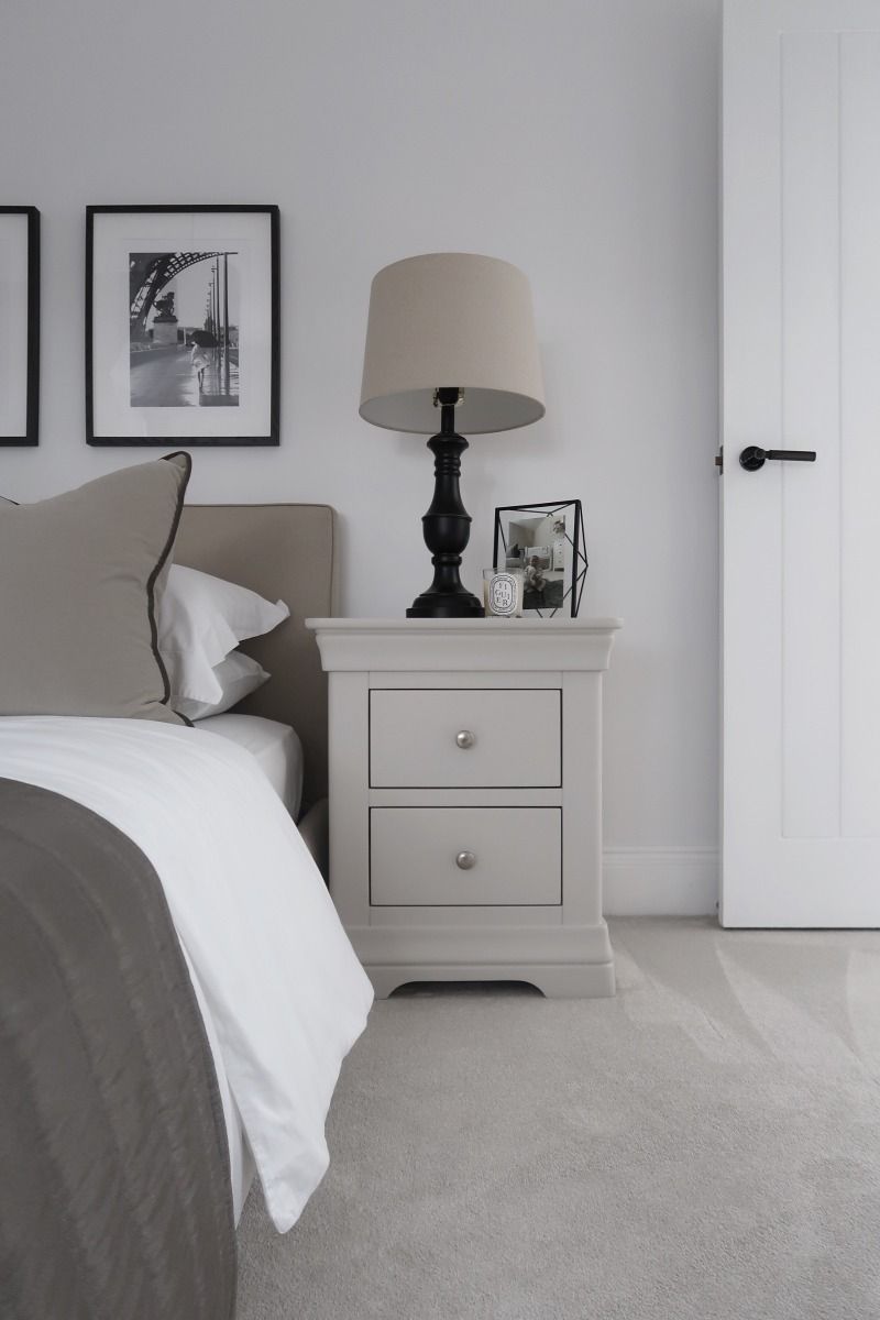 Toulouse Grey Painted 2 Drawer Large Bedside Table FULLY ASSEMBLED