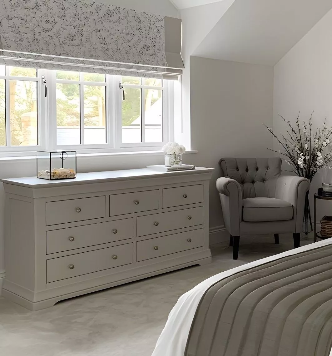 Toulouse Grey Painted Large 3 Over 4 Chest of Drawers Fully Assembled