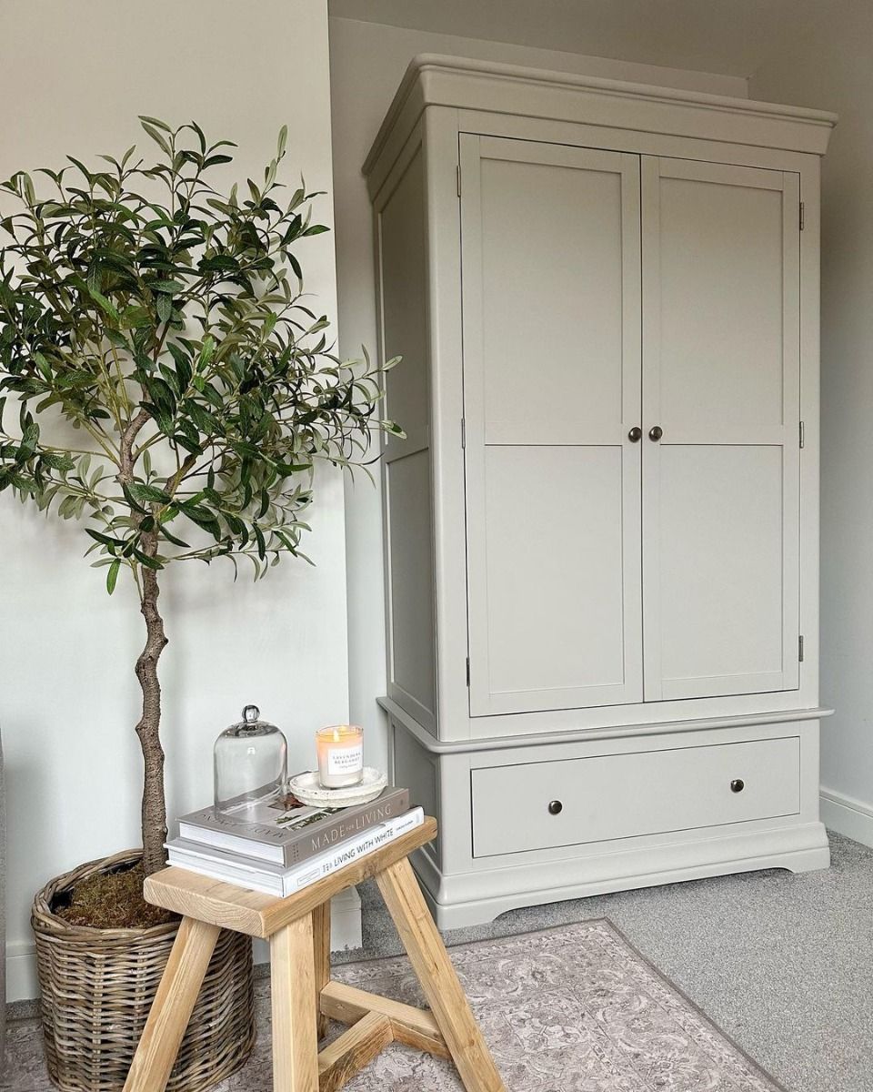 Toulouse Grey Painted Double Wardrobe with Drawer - SPRING SALE