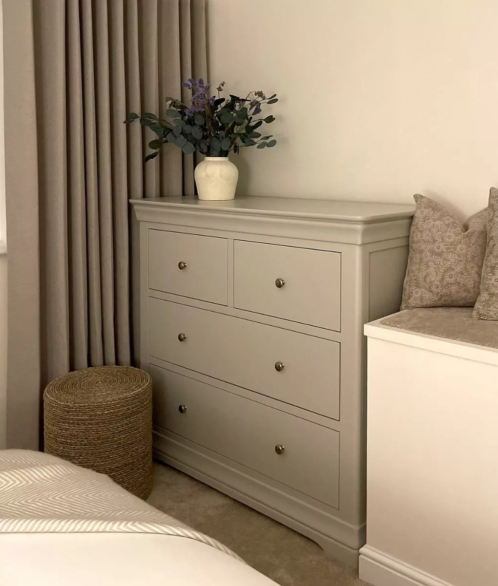Toulouse Grey Painted Large Grande 2 Over 2 Chest of Drawers Fully Assembled