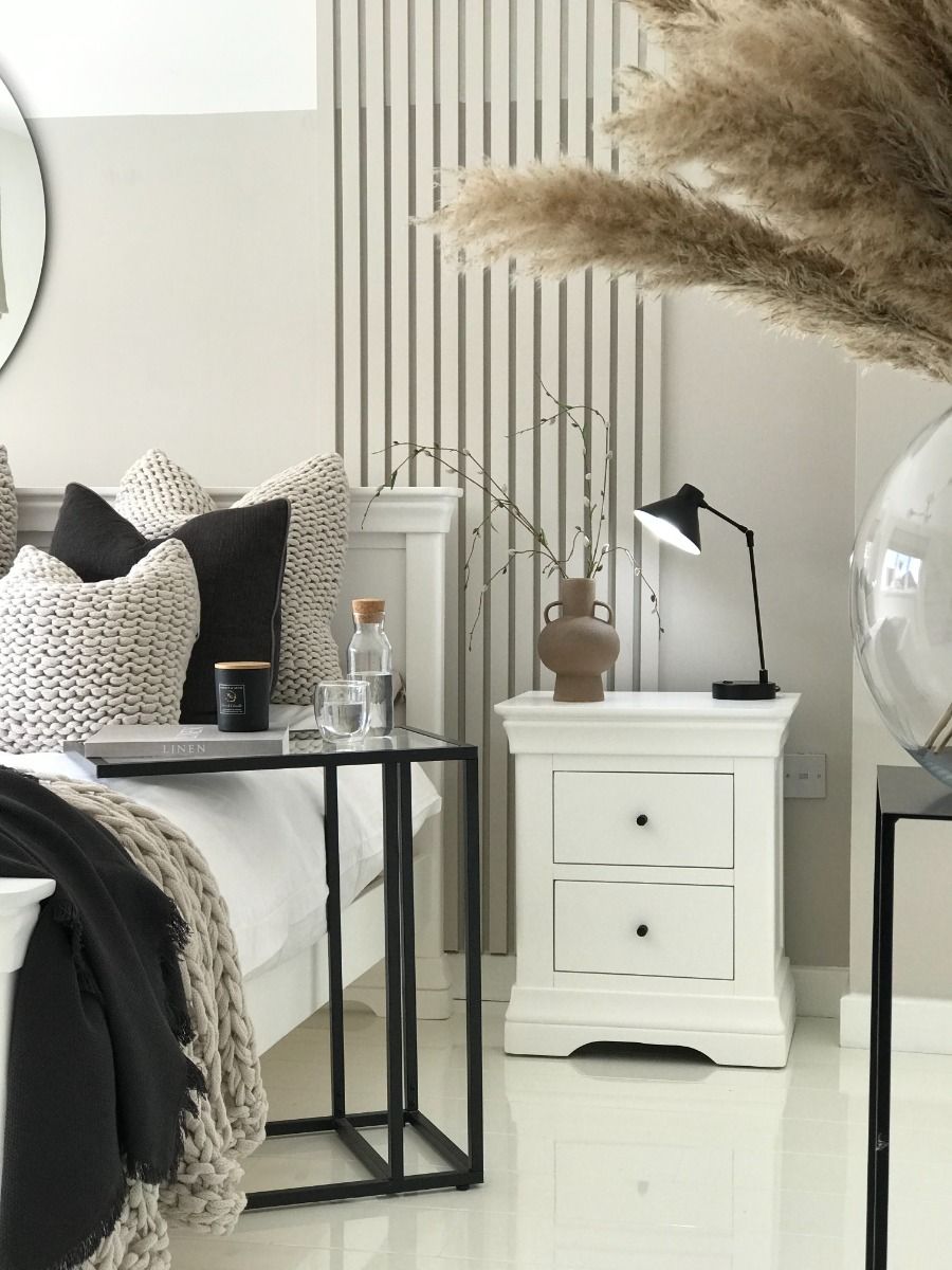 White painted bedside outlet tables
