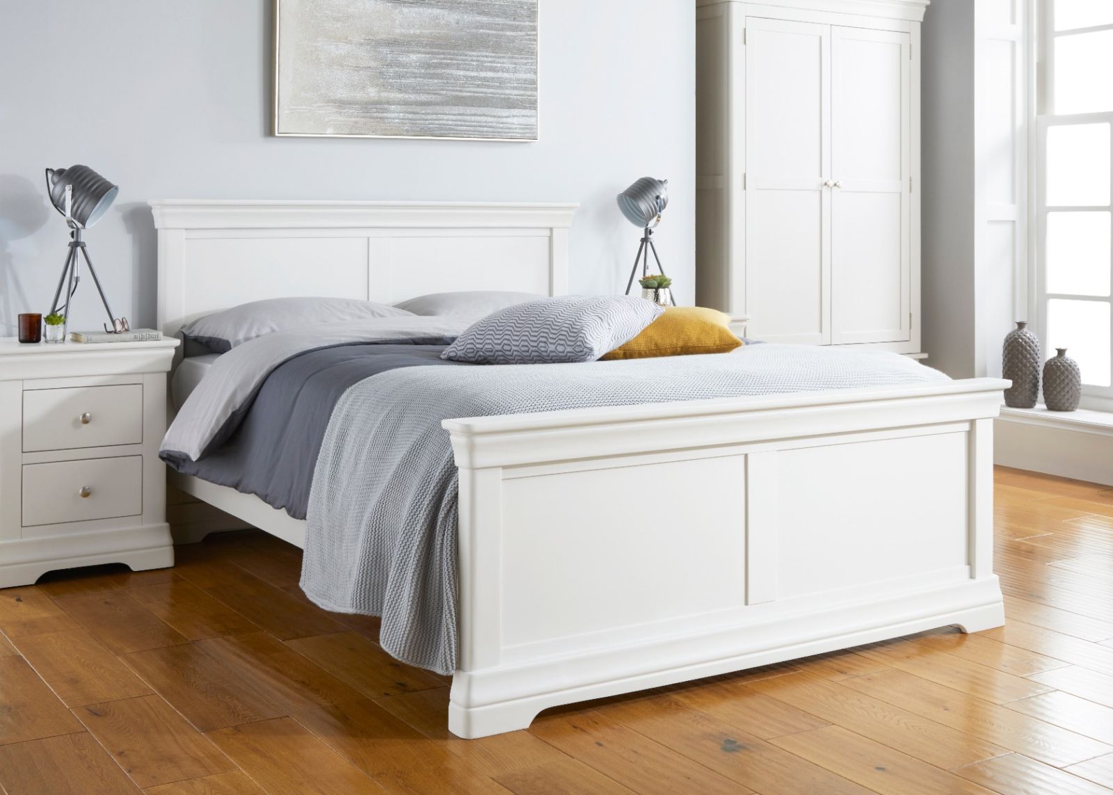 Chateaux white wooden bed frame deals