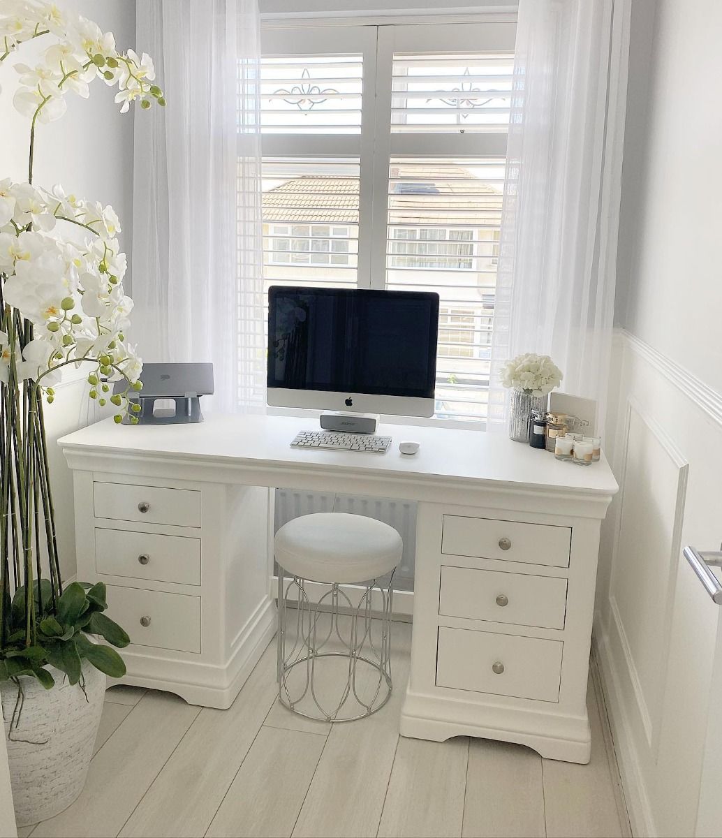 Toulouse White Painted Double Pedestal Large Dressing Table Fully Assembled