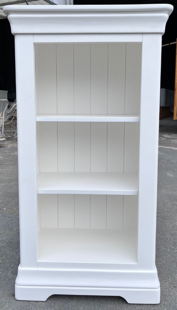 Small narrow clearance white bookcase