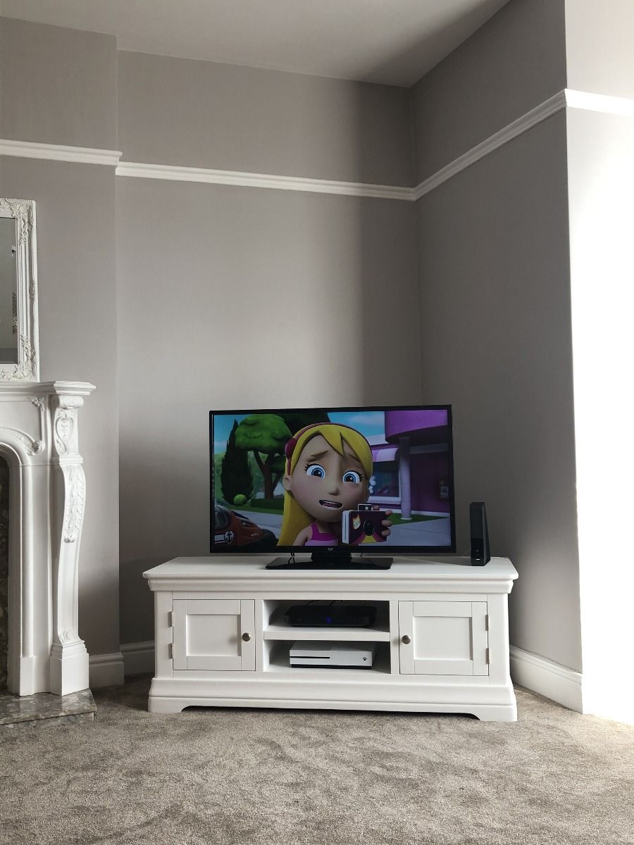 Toulouse White Painted Large TV Unit 2 Doors and Shelf Fully