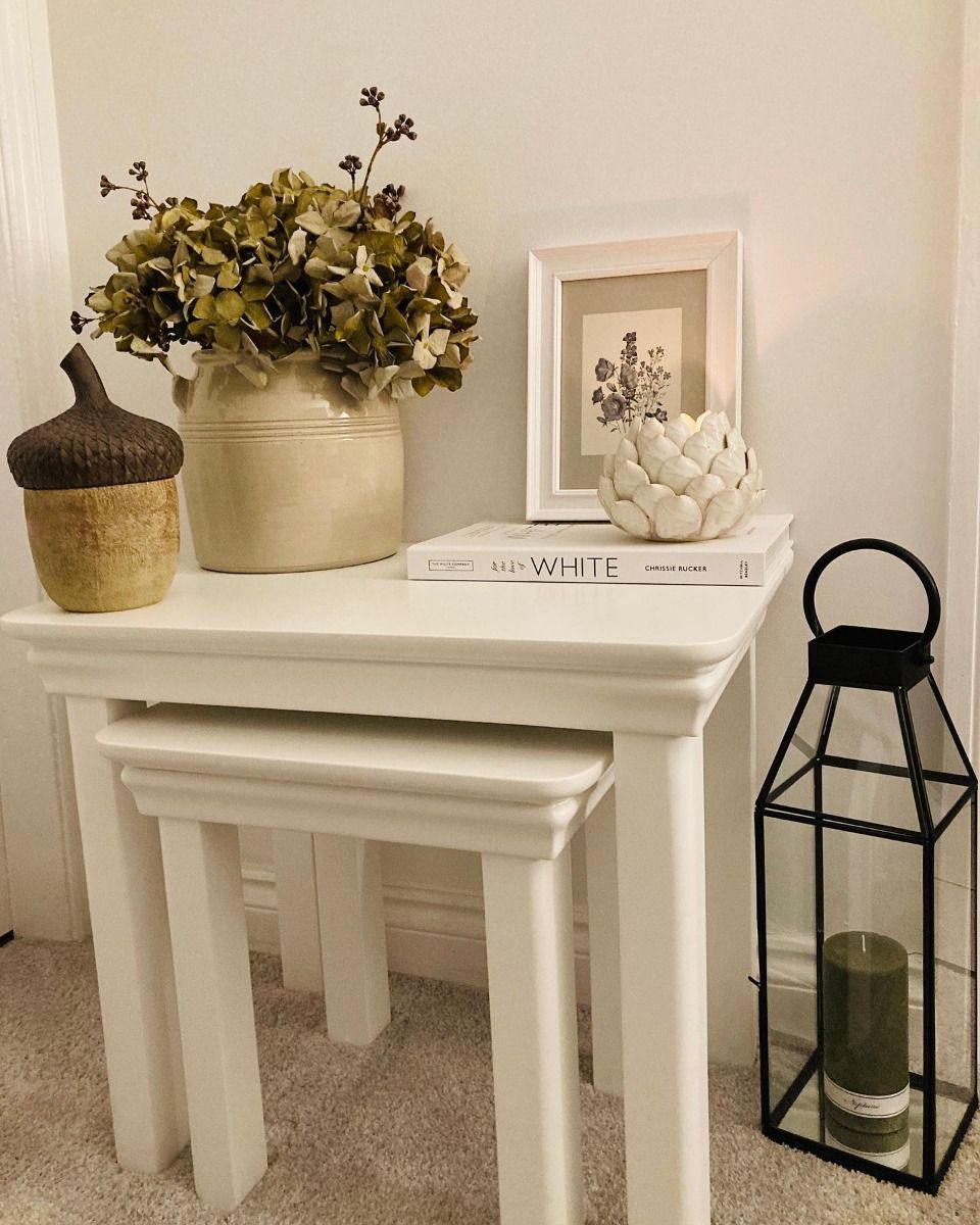 White painted nest of outlet tables