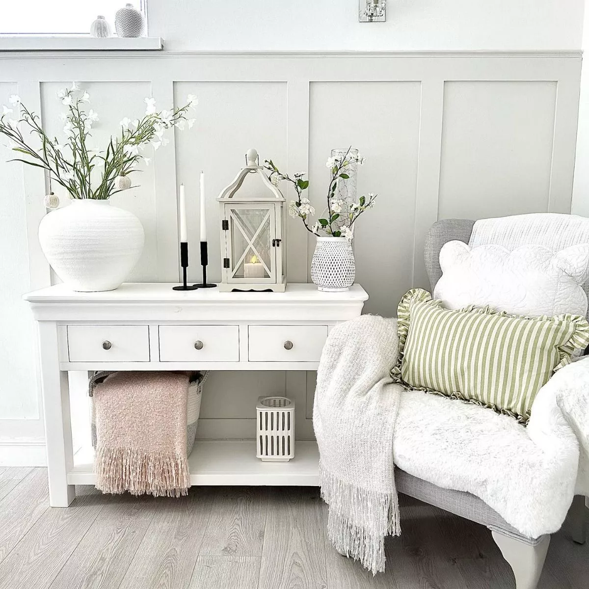 Toulouse White Painted Large 3 Drawer Console Table Fully Assembled