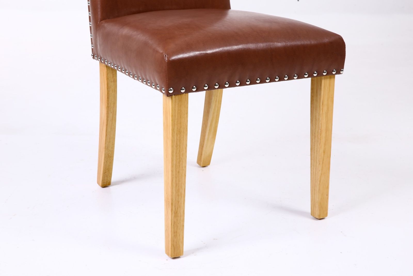 Leather studded dining chairs discount