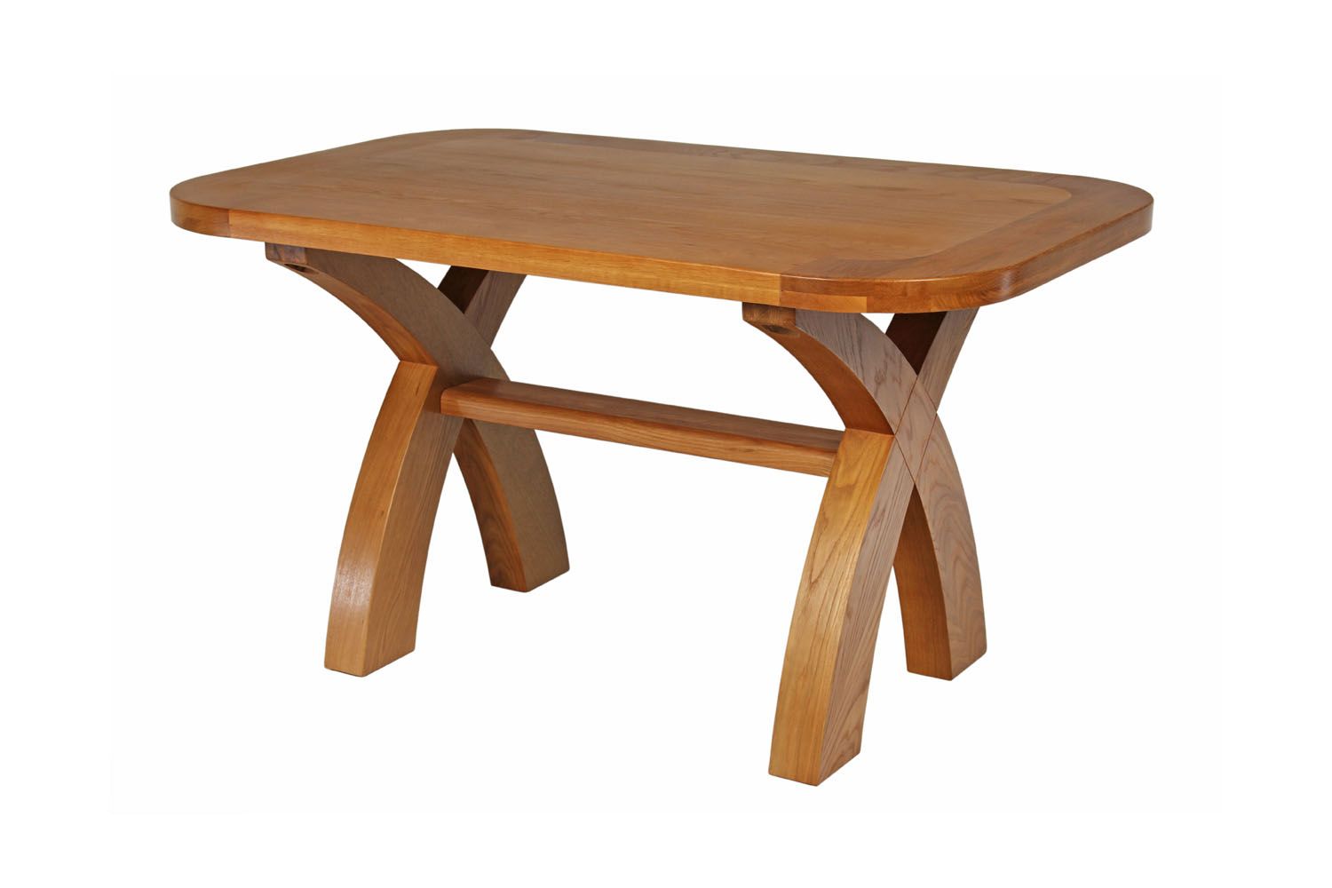 Country Oak 1.4m Cross Leg Dining Table Oval Corners - 10% OFF WINTER SALE