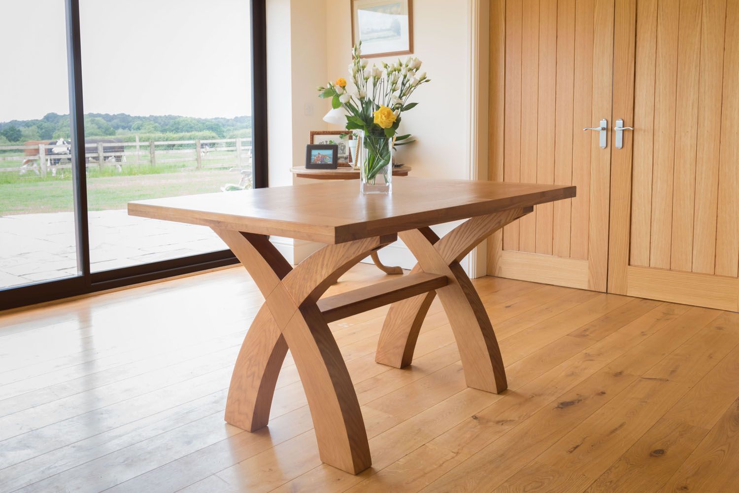 Country Oak 1.4m Cross Leg Dining Table - 10% OFF WINTER SALE