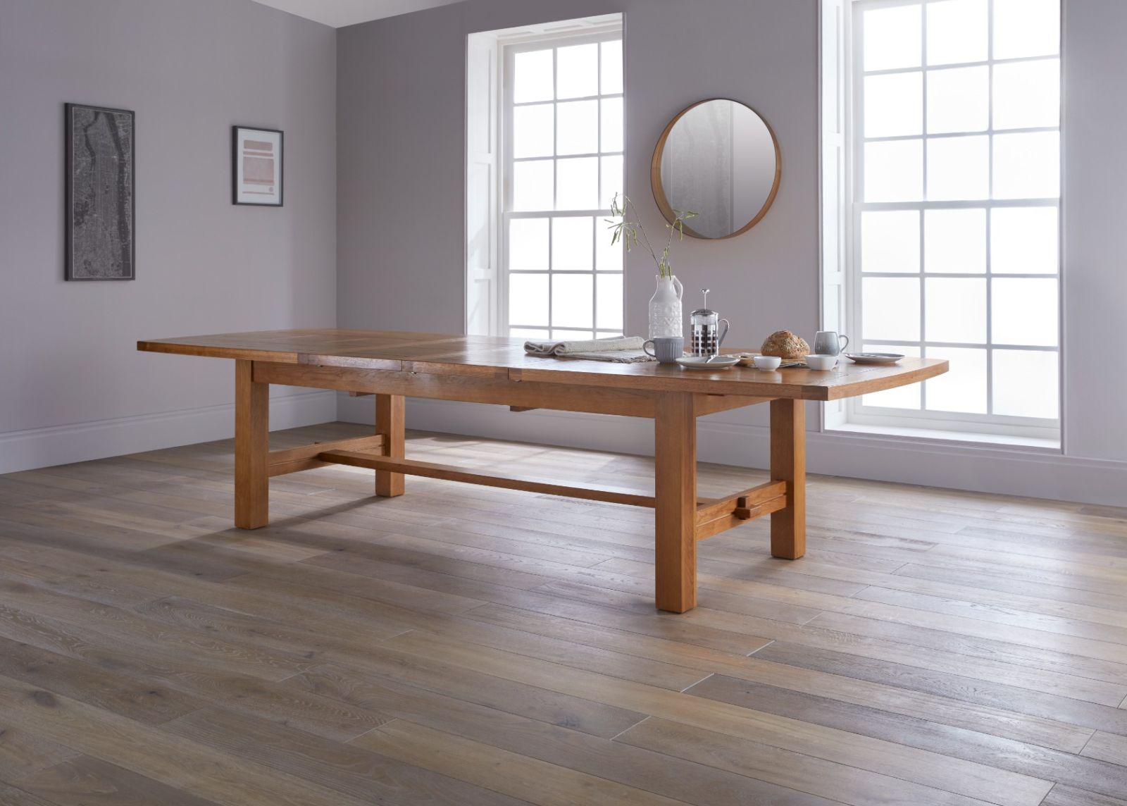 Chateaux 3.4m Large Solid Oak Extending Dining Table - 20% OFF WINTER SALE
