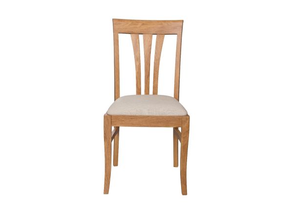Victoria Solid Oak Chair Fabric Linen Seat Pad