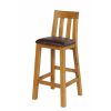 Billy Tall Oak Bar Stool with Brown Leather - £30 OFF FLASH SALE - 5