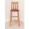 Billy Solid Oak Tall Kitchen Stool with Red Leather Pad - £30 OFF FLASH SALE - 13