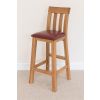 Billy Solid Oak Tall Kitchen Stool with Red Leather Pad - £30 OFF FLASH SALE - 14