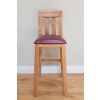 Billy Solid Oak Tall Kitchen Stool with Red Leather Pad - £30 OFF FLASH SALE - 10